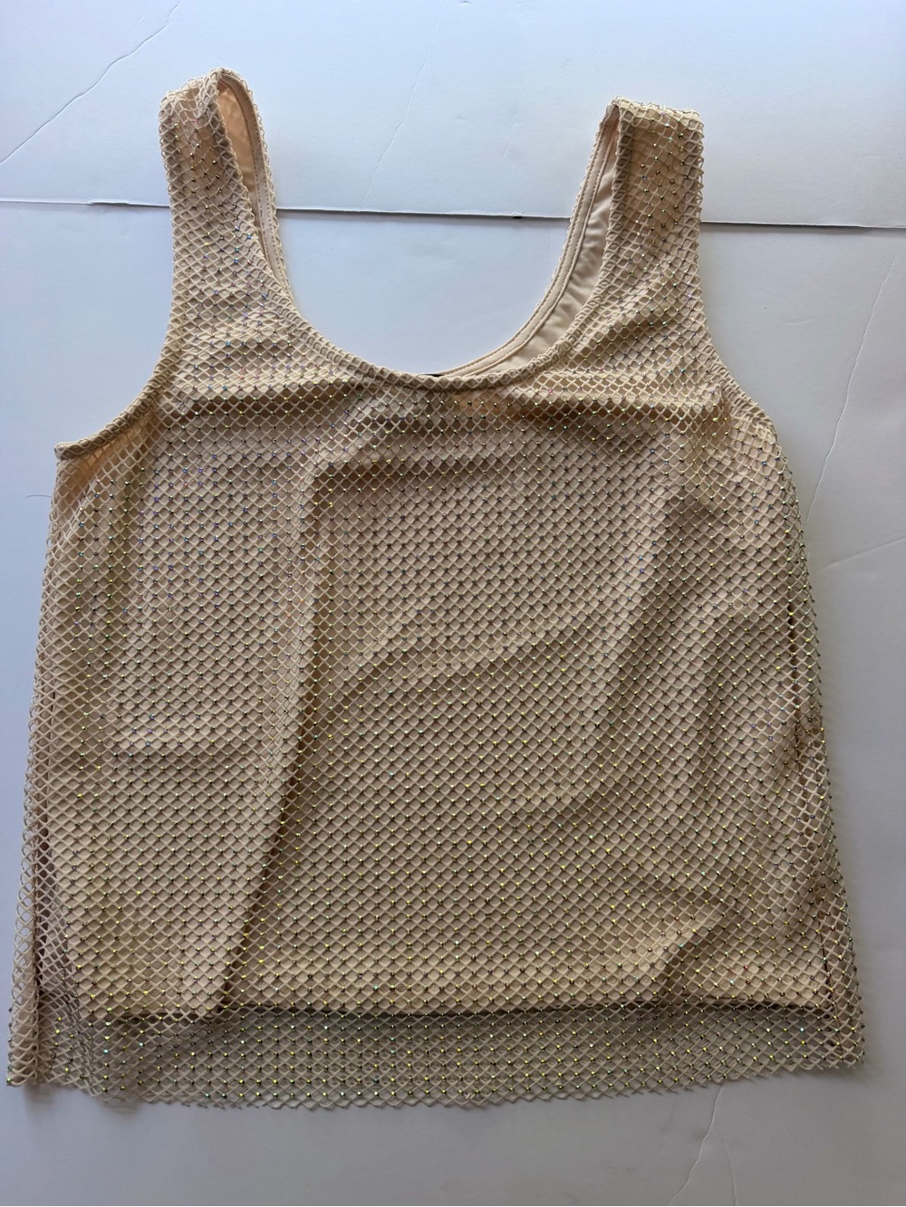 Anthro Sunday in Brooklyn Champagne Mesh Beaded Tank XS